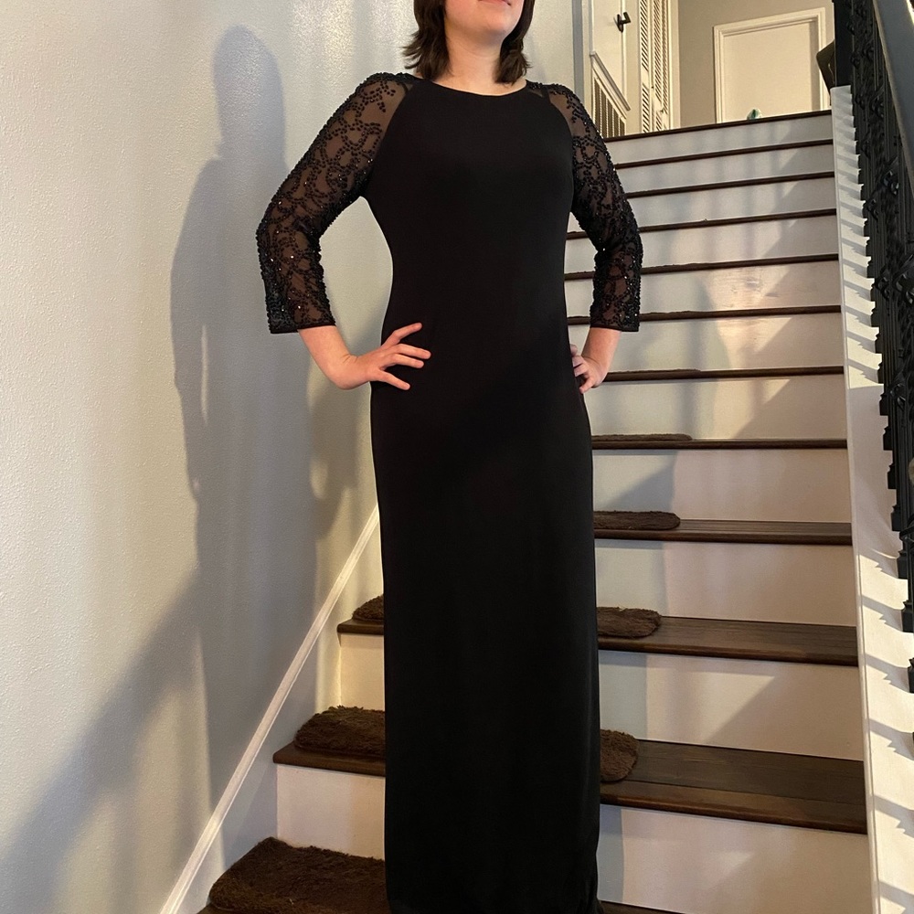 Black Beaded Evening Gown